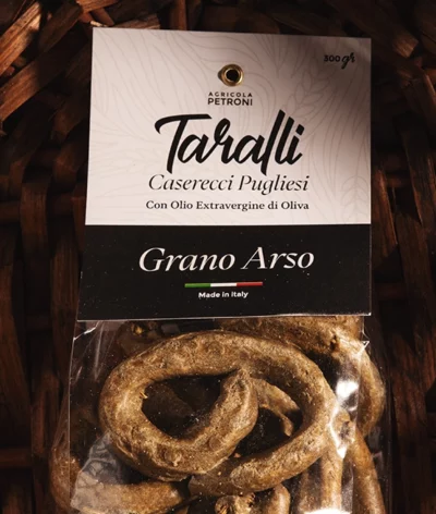 Degintų grūdų Grano Arso Taralli maisto produktas 300 g