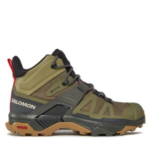 Aukšti žygio batai 👟 Turistiniai batai Salomon X Ultra 4 Mid GORE-TEX L41739800 Žalia