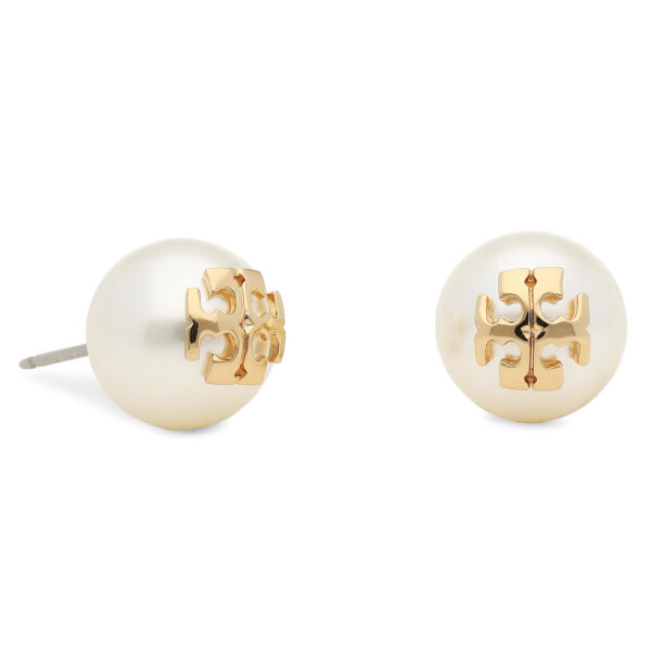 Balta 💍 Auskarai Tory Burch Crystal Pearl Stud Earring 11165514 Balta