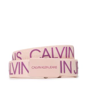 Diržai vaikams, Vaikiškas diržas Calvin Klein Jeans Canvas Logo Belt IU0IU00125 Rožinė