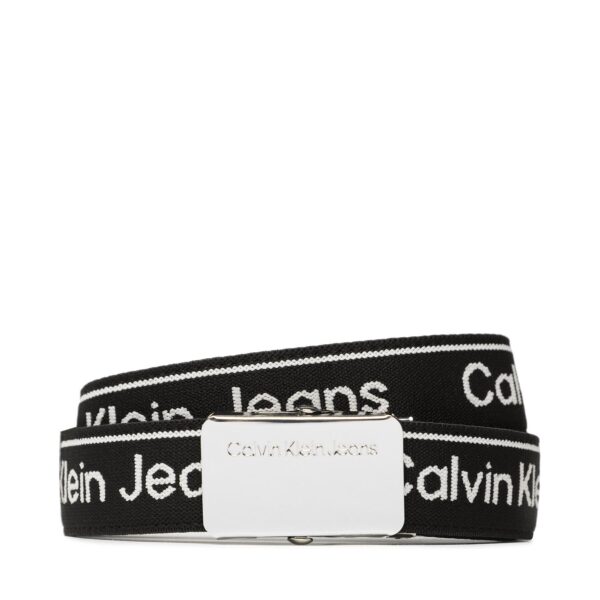 Diržai vaikams, Vaikiškas diržas Calvin Klein Jeans Logo Taupe Buckle Belt IU0IU00393 Juoda