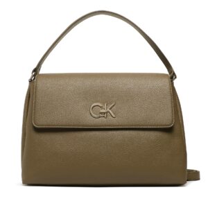 Klasikinės rankinės moterims, Rankinė Calvin Klein Re-Lock Tote W/Flap Pbl K60K610178 Chaki