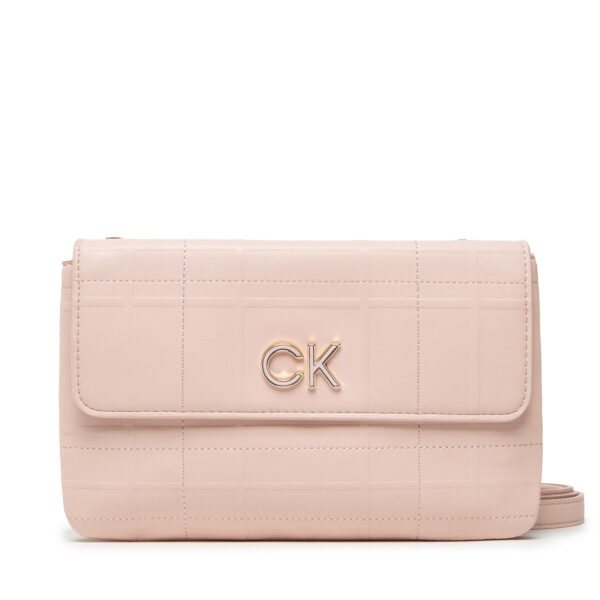 Rankinės per petį, Rankinė Calvin Klein Re-Lock Dbl Xbody W/Flap Quilt K60K609686 Rožinė