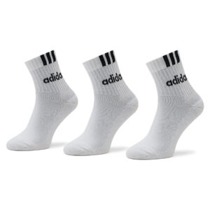 Ilgos Unisex Kojinės adidas 3-Stripes Linear Half-Crew Cushioned Socks 3 Pairs HT3437 Balta