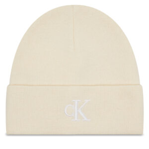 Kepurė Calvin Klein Jeans Monogram Embro Beanie K60K612319 Écru