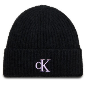 Kepurė Calvin Klein Jeans Thick Embroidery Beanie K60K612321 Juoda