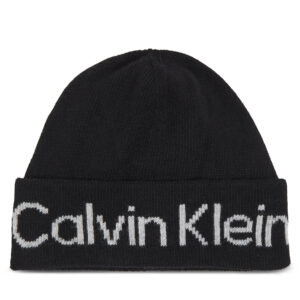 Kepurė Calvin Klein Logo Reverso Tonal Beanie K60K611151 Juoda