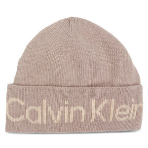 Kepurė Calvin Klein Logo Reverso Tonal Beanie K60K611151 Smėlio