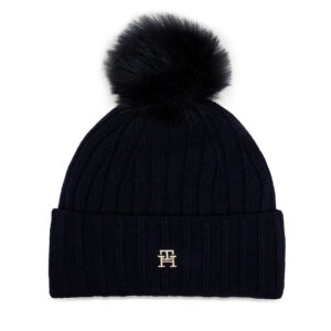 Kepurė Tommy Hilfiger Essential Chic Pompom Beanie AW0AW16125 Tamsiai mėlyna