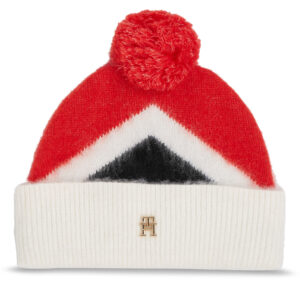 Kepurė Tommy Hilfiger Th Evening Pompom Beanie Argyle AW0AW15305 Raudona