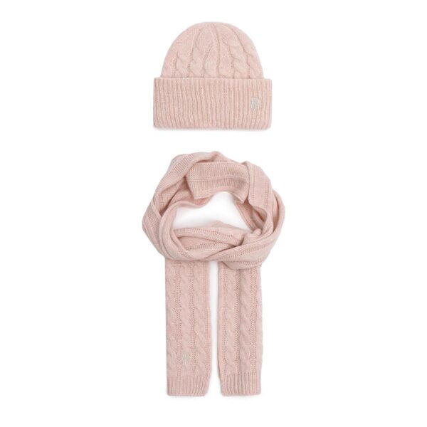 Kepurės ir šaliko komplektas Tommy Hilfiger Timless Scarf Beanie Gp AW0AW13910 Rožinė