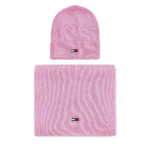 Kepurės ir šaliko komplektas Tommy Hilfiger Tjw Flag Beanie And Scarf AW0AW15482 Rožinė