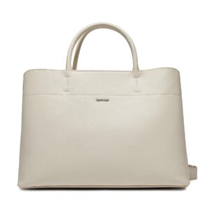 Klasikinės rankinės moterims, Rankinė Calvin Klein Business Large Tote_Saffiano K60K611674 Écru