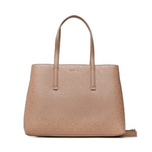 Klasikinės rankinės moterims, Rankinė Calvin Klein Ck Must Tote Md Epi Mono K60K610628 Ruda