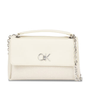 Klasikinės rankinės moterims, Rankinė Calvin Klein Re-Lock Conv Shoulder Bag_Jcq K60K611755 Écru