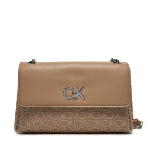 Klasikinės rankinės moterims, Rankinė Calvin Klein Re-Lock Conv Shoulder Bag_Jqc K60K612641 Smėlio