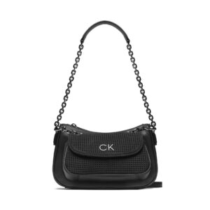 Klasikinės rankinės moterims, Rankinė Calvin Klein Re-Lock Dbl Shoulder Bag Perf K60K610620 Juoda