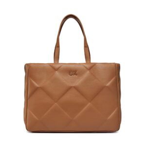 Klasikinės rankinės moterims, Rankinė Calvin Klein Re-Lock Quilt Tote Lg K60K610761 Ruda