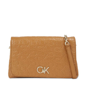 Klasikinės rankinės moterims, Rankinė Calvin Klein Re-Lock Shoulder Bag Md - Emb K60K611061 Ruda