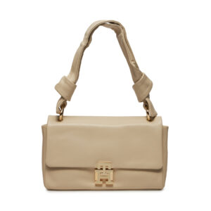 Klasikinės rankinės moterims, Rankinė Tommy Hilfiger Pushlock Leather Shoulder Bag AW0AW15685 Smėlio