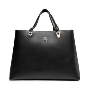 Klasikinės rankinės moterims, Rankinė Tommy Hilfiger Th Chic Satchel AW0AW14784 Juoda