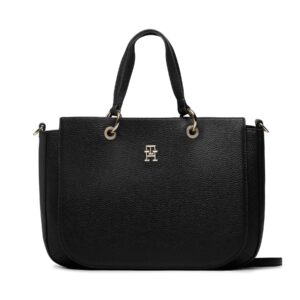 Klasikinės rankinės moterims, Rankinė Tommy Hilfiger Th Emblem Satchel AW0AW14503 Tamsiai mėlyna