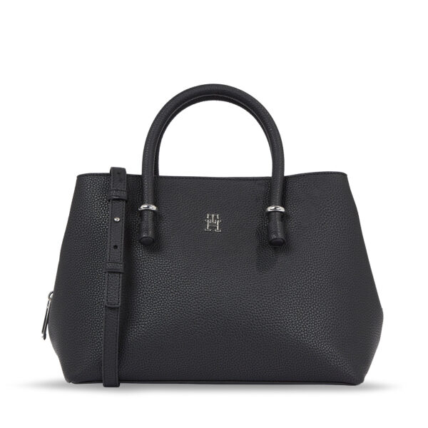 Klasikinės rankinės moterims, Rankinė Tommy Hilfiger Th Emblem Satchel AW0AW15224 Juoda