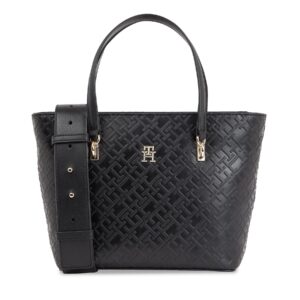 Klasikinės rankinės moterims, Rankinė Tommy Hilfiger Th Refined Mini Tote Mono AW0AW16002 Juoda