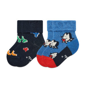 Kojinės vaikams, Vaikiškų ilgų kojinių komplektas (2 poros) Happy Socks KDDB45-6500 Tamsiai mėlyna