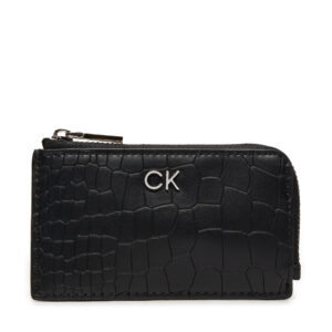 Kreditinių kortelių dėklas Calvin Klein Ck Daily Zip Cardholder_Croco K60K612191 Juoda