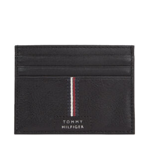 Kreditinių kortelių dėklas Tommy Hilfiger Th Premium Leather Cc Holder AM0AM12186 Juoda