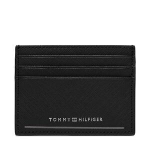 Kreditinių kortelių dėklas Tommy Hilfiger Th Saffiano Cc Holder AM0AM11863 Juoda