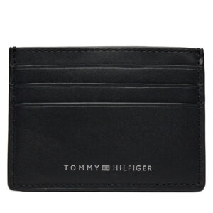 Kreditinių kortelių dėklas Tommy Hilfiger Th Spw Leather Cc Holder AM0AM11845 Juoda