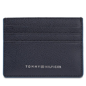 Kreditinių kortelių dėklas Tommy Hilfiger Th Struc Leather Cc Holder AM0AM11606 Tamsiai mėlyna