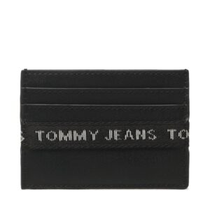 Kreditinių kortelių dėklas Tommy Jeans Tjm Essential Leather Cc Holder AM0AM11219 Juoda