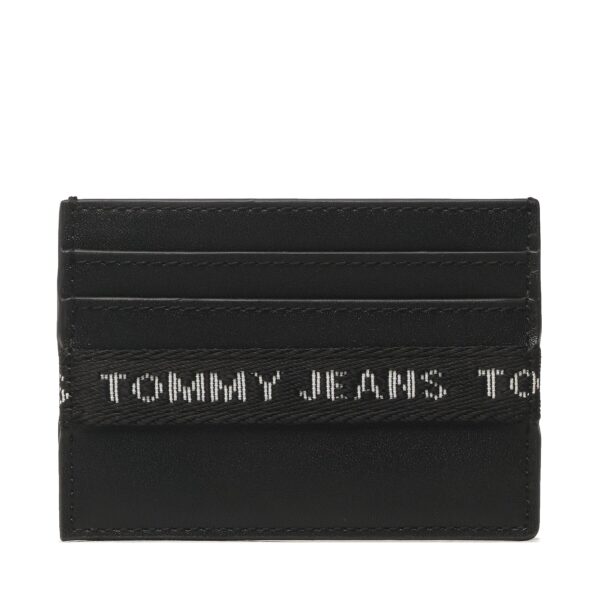 Kreditinių kortelių dėklas Tommy Jeans Tjm Essential Leather Cc Holder AM0AM11219 Juoda