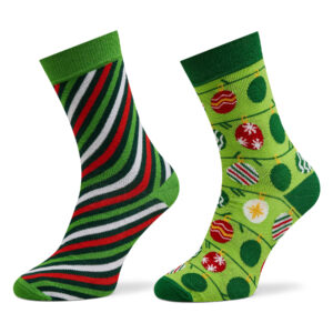 Moteriškų ilgų kojinių komplektas (2 poros) Rainbow Socks Xmas Balls Spalvota