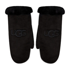 Odinės pirštinės moterims, Moteriškos pirštinės Ugg Sheepskin Embroider Mitten 20932 Juoda