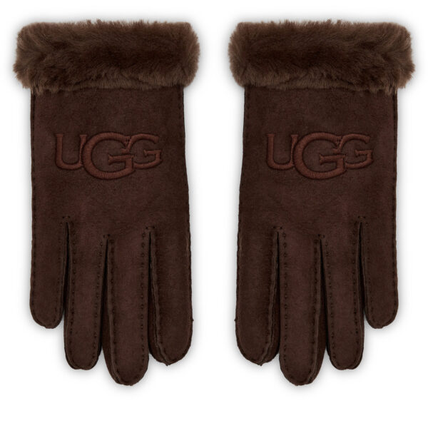 Odinės pirštinės moterims, Moteriškos pirštinės Ugg W Sheepskin Embroider Glove 20931 Vyšninė