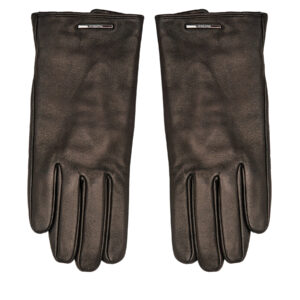 Odinės pirštinės vyrams, Vyriškos pirštinės Calvin Klein Modern Bar Leather Gloves K50K511017 Juoda