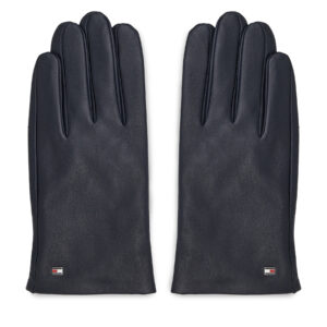 Odinės pirštinės vyrams, Vyriškos pirštinės Tommy Hilfiger Essential Flag Leather Gloves AM0AM11482 Tamsiai mėlyna