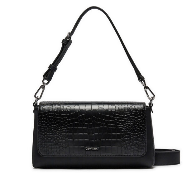 Rankinės per petį, Rankinė Calvin Klein Ck Must Shoulder Bag_Croco K60K612111 Juoda