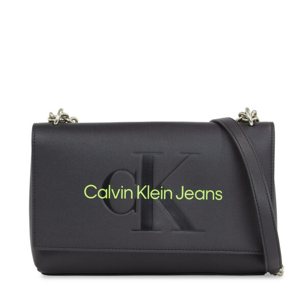 Rankinės per petį, Rankinė Calvin Klein Jeans Sculpted Ew Flap Conv25 Mono K60K611866 Juoda