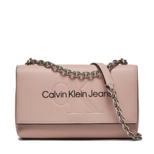 Rankinės per petį, Rankinė Calvin Klein Jeans Sculpted Ew Flap Conv25 Mono K60K611866 Rožinė