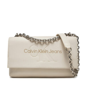 Rankinės per petį, Rankinė Calvin Klein Jeans Sculpted Ew Flap Wichain25 Mono K60K612221 Écru