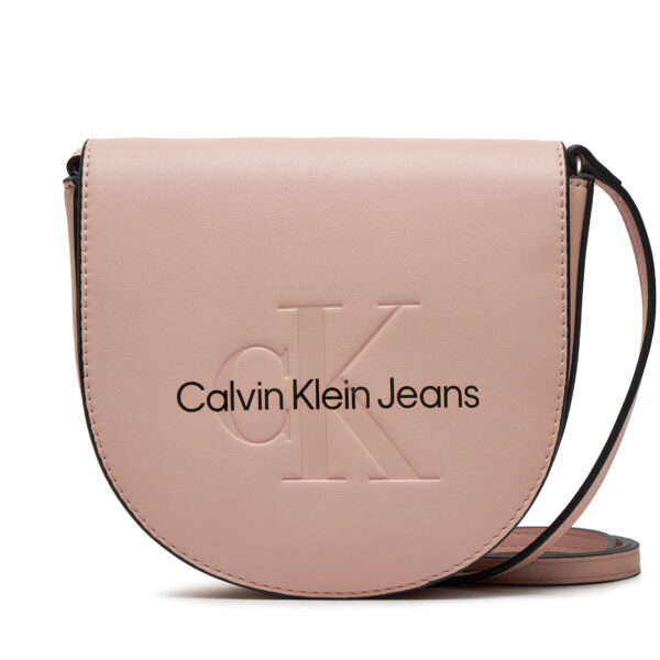 Rankinės per petį, Rankinė Calvin Klein Jeans Sculpted Mini Saddle Bag K60K611966 Rožinė