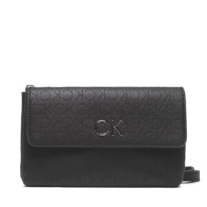 Rankinės per petį, Rankinė Calvin Klein Re-Lock Dbl Crossbody Bag Perf K60K609399 Juoda