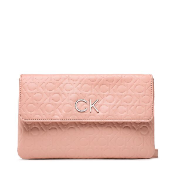 Rankinės per petį, Rankinė Calvin Klein Re-Lock Dbl Crossbody Emb Mono K60K610206 Rožinė