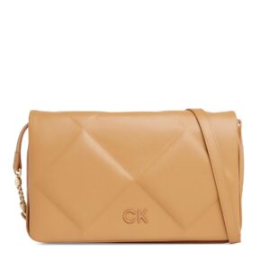 Rankinės per petį, Rankinė Calvin Klein Re-Lock Quilt Shoulder Bag K60K611021 Ruda