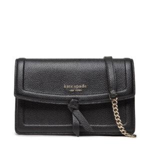 Rankinės per petį, Rankinė Kate Spade Knott Pebbled Leather Flap Cro K6830 Juoda